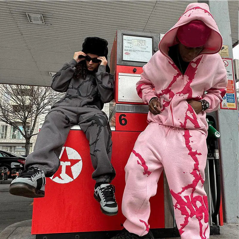 Y2K Style Streetwear Zip Hoodie for Men and Women