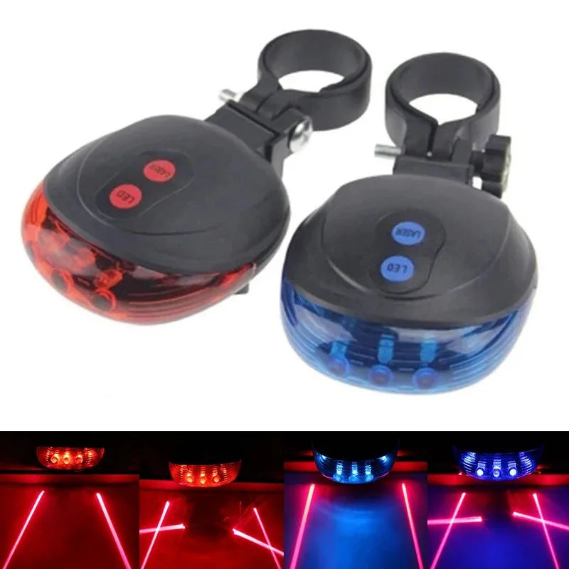 Bicycle Bike LED Lights 2 Lasers 5 LED Waterproof Cycling Taillight