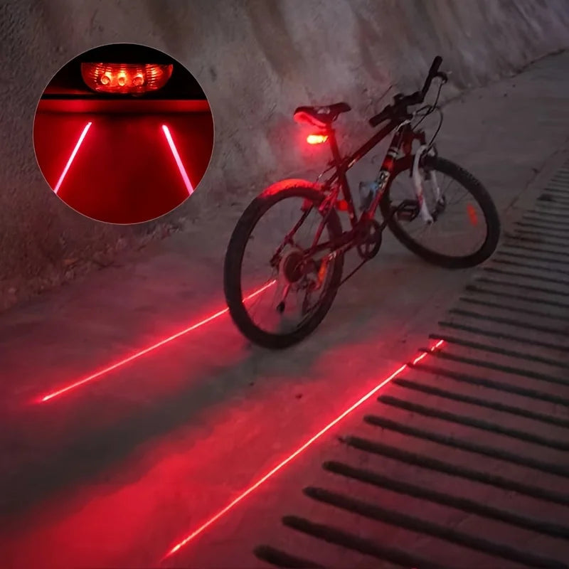 Bicycle Bike LED Lights 2 Lasers 5 LED Waterproof Cycling Taillight