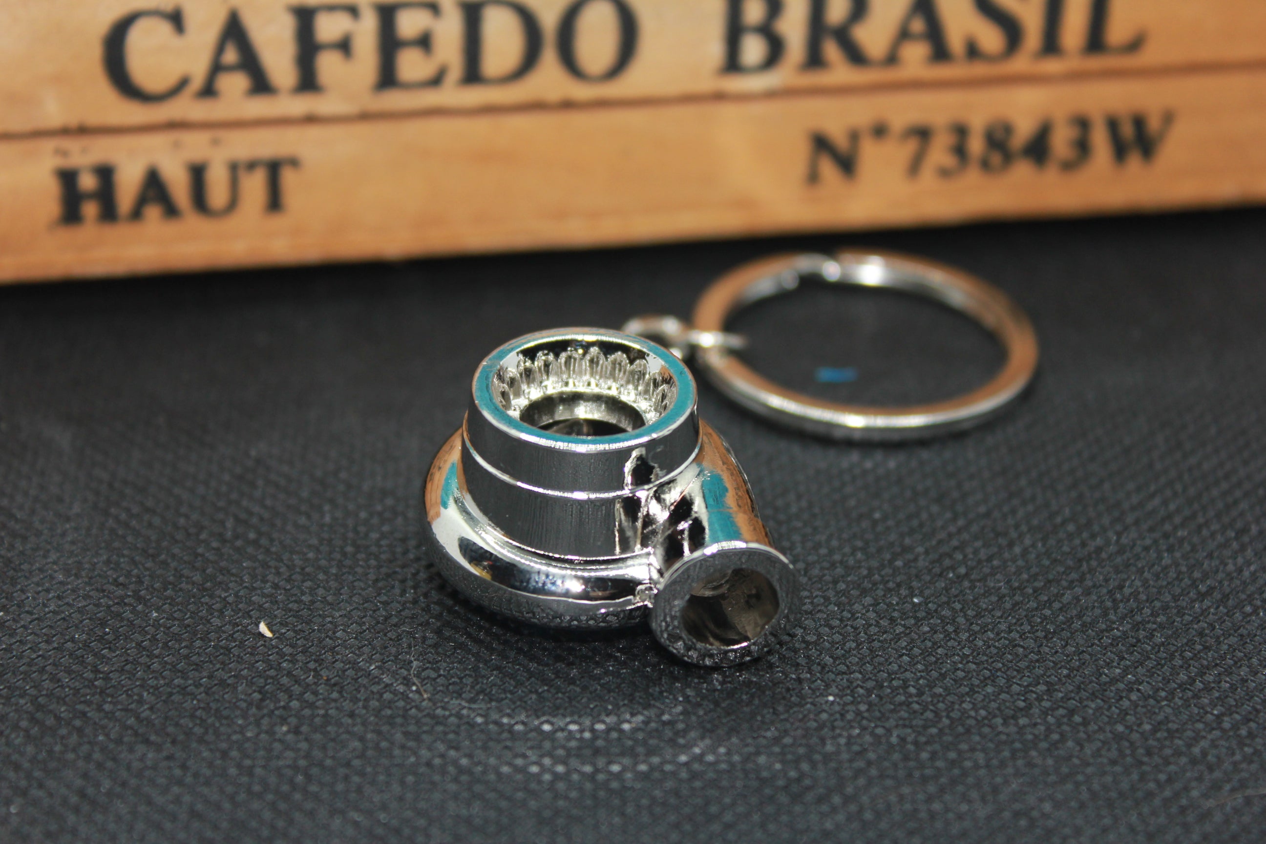 Automotive Racing Chrome Turbo Key Chain Spinning